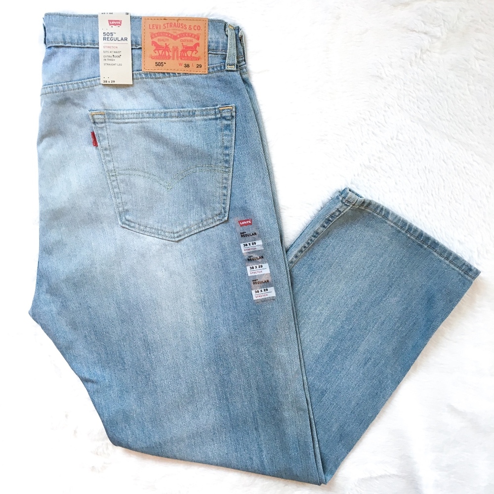 505 Regular Fit Straight Light Wash Stretch Jeans